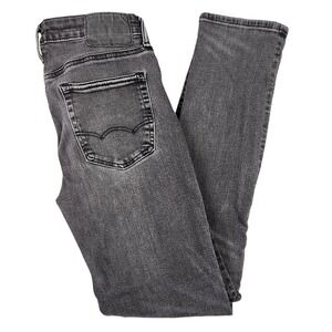 American Eagle Jeans Mens 30x32‎ Charcoal Black Airflex+ Skinny Denim Whiskering